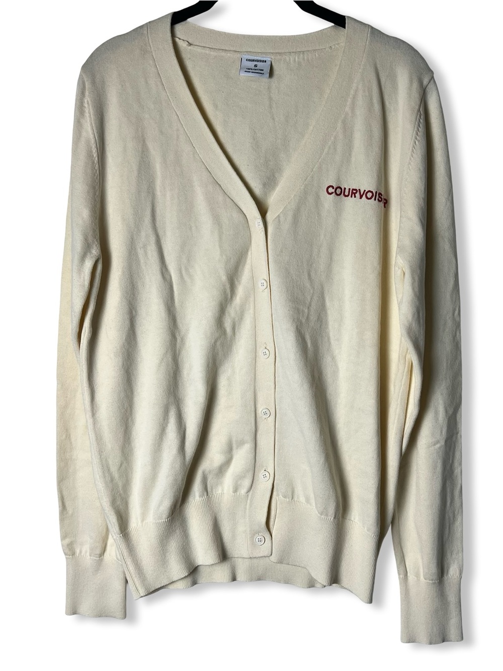 Courvoisier Vintage Promo Embroidered Logo Cardigan Buttercream Sz. S
